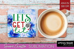 Funny Christmas Quote Square Coaster - Tie Dye Coaster PNG Product Image 1