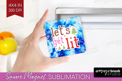 Funny Christmas Quote Magnet Sublimation - Tie Dye Square Product Image 1