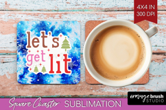 Funny Christmas Quote Square Coaster - Tie Dye Coaster PNG Product Image 1