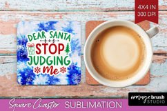 Funny Christmas Quote Square Coaster - Tie Dye Coaster PNG Product Image 1