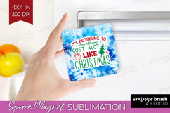 Funny Christmas Quote Magnet Sublimation - Tie Dye Square Product Image 1