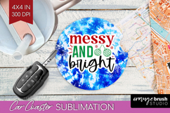 Funny Christmas Quote Car Coaster - Tie Dye Coaster PNG Product Image 1