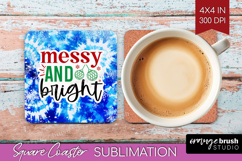 Funny Christmas Quote Square Coaster - Tie Dye Coaster PNG Product Image 1