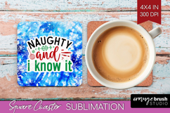 Funny Christmas Quote Square Coaster - Tie Dye Coaster PNG Product Image 1