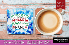Funny Christmas Quote Square Coaster - Tie Dye Coaster PNG Product Image 1