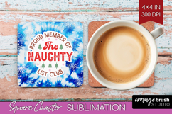 Funny Christmas Quote Square Coaster - Tie Dye Coaster PNG Product Image 1
