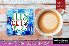 Funny Christmas Quote Square Coaster - Tie Dye Coaster PNG Product Image 1
