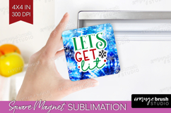 Funny Christmas Quote Magnet Sublimation - Tie Dye Square Product Image 1