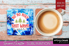 Funny Christmas Quote Square Coaster - Tie Dye Coaster PNG Product Image 1
