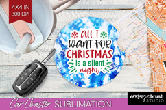 Funny Christmas Quote Car Coaster - Tie Dye Coaster PNG Product Image 1