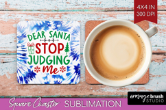 Funny Christmas Quote Square Coaster - Tie Dye Coaster PNG Product Image 1