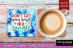 Funny Christmas Quote Square Coaster - Tie Dye Coaster PNG Product Image 1