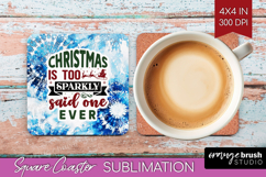 Sarcastic Christmas Quote Square Coaster - Winter Tie Dye Product Image 1