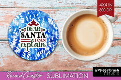 Sarcastic Christmas Quote Round Coaster - Winter Tie Dye PNG Product Image 1