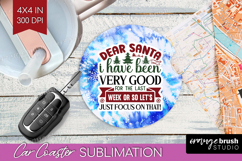 Sarcastic Christmas Quote Car Coaster - Winter Tie Dye PNG Product Image 1