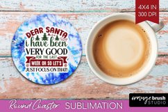 Sarcastic Christmas Quote Round Coaster - Winter Tie Dye PNG Product Image 1