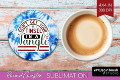 Sarcastic Christmas Quote Round Coaster - Winter Tie Dye PNG Product Image 1