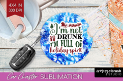 Sarcastic Christmas Quote Car Coaster - Winter Tie Dye PNG Product Image 1