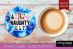 Sarcastic Christmas Quote Round Coaster - Winter Tie Dye PNG Product Image 1
