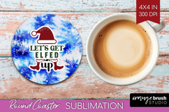 Sarcastic Christmas Quote Round Coaster - Winter Tie Dye PNG Product Image 1