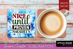 Sarcastic Christmas Quote Square Coaster - Winter Tie Dye Product Image 1