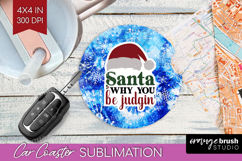Sarcastic Christmas Quote Car Coaster - Winter Tie Dye PNG Product Image 1