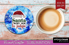 Sarcastic Christmas Quote Round Coaster - Winter Tie Dye PNG Product Image 1