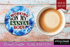 Sarcastic Christmas Quote Round Coaster - Winter Tie Dye PNG Product Image 1