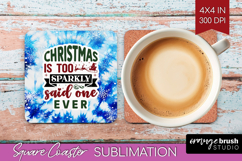 Sarcastic Christmas Quote Square Coaster - Winter Tie Dye Product Image 1