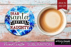 Sarcastic Christmas Quote Round Coaster - Winter Tie Dye PNG Product Image 1