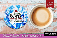 Sarcastic Christmas Quote Round Coaster - Winter Tie Dye PNG Product Image 1