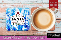 Sarcastic Christmas Quote Square Coaster - Winter Tie Dye Product Image 1
