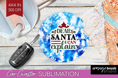Sarcastic Christmas Quote Car Coaster - Winter Tie Dye PNG Product Image 1