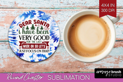 Sarcastic Christmas Quote Round Coaster - Winter Tie Dye PNG Product Image 1