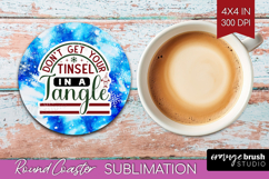 Sarcastic Christmas Quote Round Coaster - Winter Tie Dye PNG Product Image 1