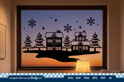 Winter Village Decal SVG | Snowy Christmas Scene Cut File Product Image 3