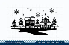 Winter Village Decal SVG | Snowy Christmas Scene Cut File Product Image 2