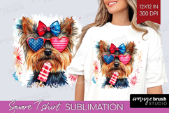 Yorkshire Terrier Dog Square Tshirt Background 4th Of July Product Image 1