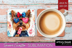 Yorkshire Terrier Dog Square Coaster 4th Of July Coaster PNG Product Image 1