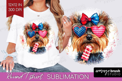 Yorkshire Terrier Dog Round Tshirt Background 4th Of July Product Image 1