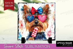 Yorkshire Terrier Dog Slate PNG 4th Of July Square Slate Product Image 1