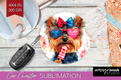 Yorkshire Terrier Dog Car Coaster 4th Of July Coaster PNG Product Image 1