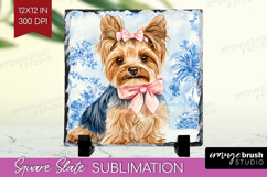 Yorkshire Terrier Dog Slate PNG Blue Toile Square Slate Product Image 1