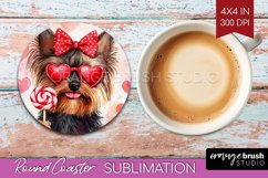 Yorkshire Terrier Valentine Round Coaster Valentines Day PNG Product Image 1