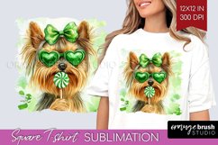 Yorkshire Terrier St. Patricks Day Dog Square Tshirt Dog PNG Product Image 1