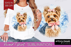Yorkshire Terrier Dog Round Tshirt Background Blue Toile PNG Product Image 1