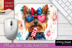 Yorkshire Terrier Dog Mouse Pad Sublimation 4th Of July PNG Product Image 1