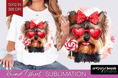 Yorkshire Terrier Valentine Round Tshirt Background Day PNG Product Image 1