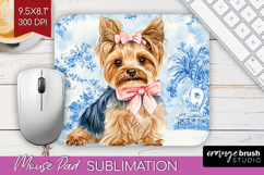 Yorkshire Terrier Dog Mouse Pad Sublimation Blue Toile PNG Product Image 1