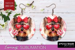 Yorkshire Terrier Valentine Round Earrings Valentines Day Product Image 1